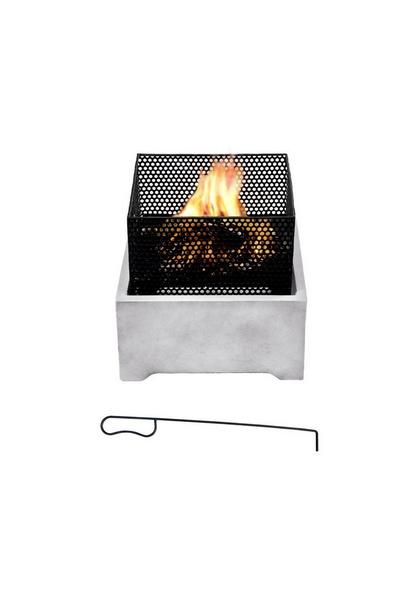 Teamson Home Grey Garden Small 38Cm Square Wood Burning Fire Pit