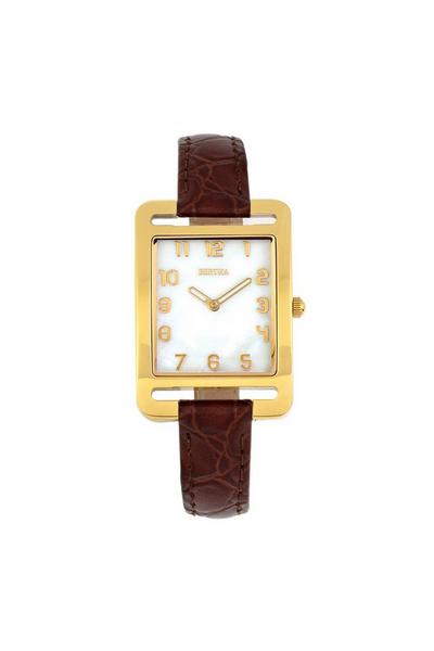 Bertha Dark Brown Marisol Swiss MOP Leather-Band Watch