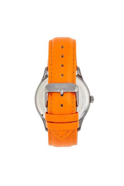 Simplify Orange The 6900 Leather-Band Watch with Date