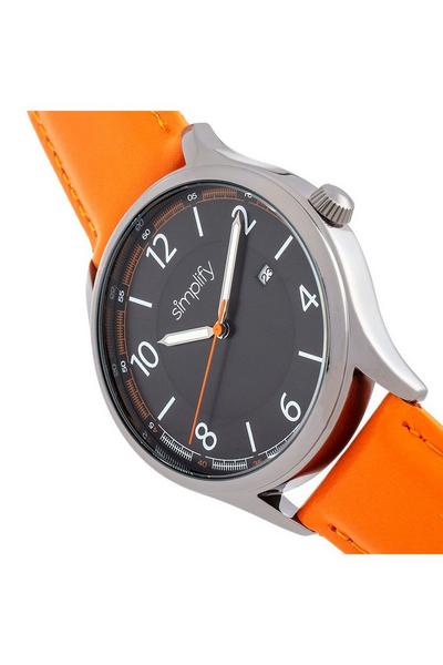 Simplify Orange The 6900 Leather-Band Watch with Date