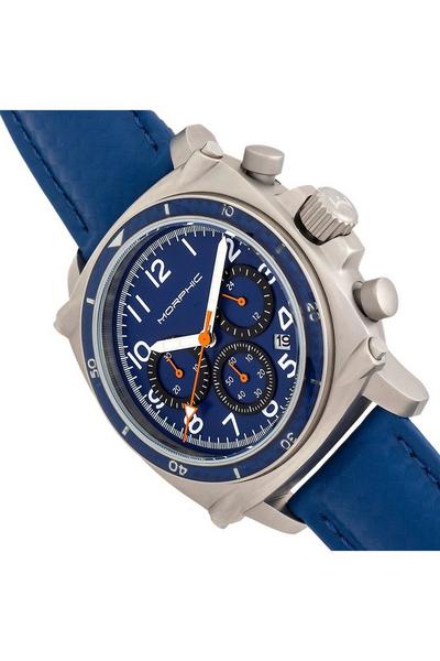 Morphic Blue M83 Series Chronograph Leather-Band Watch with Date