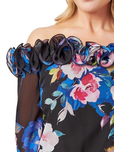 Adrianna Papell Black Plus Floral Chiffon Jumpsuit