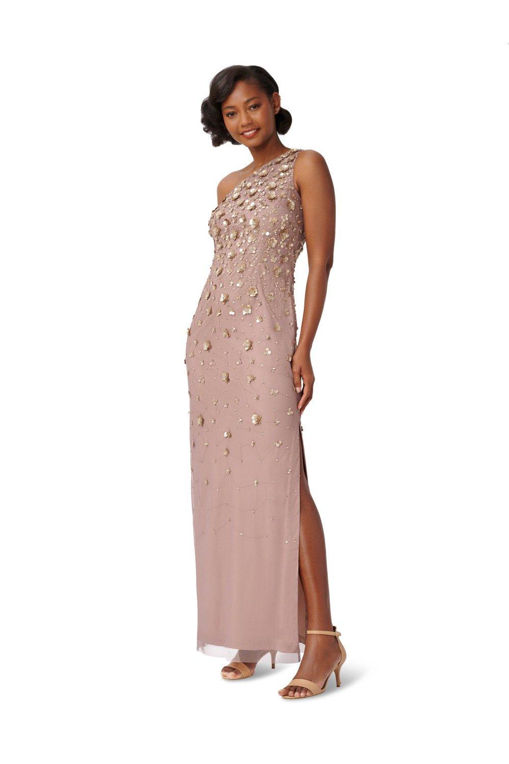 Dresses | One Shoulder Beaded Gown | Adrianna Papell