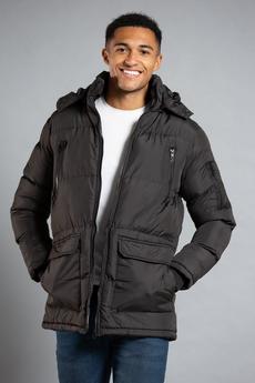 French Connection Black Hooded Padded Parka Jacket