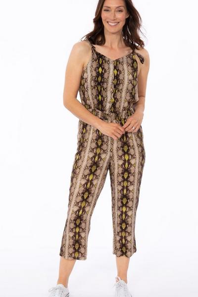 Klass. Snake Printed Cropped Jumpsuit