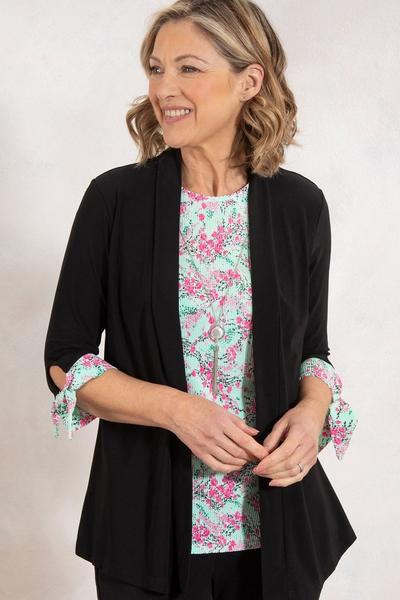 Anna Rose Mint Mock 2 Piece Top With Necklace