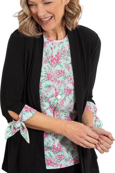 Anna Rose Mint Mock 2 Piece Top With Necklace