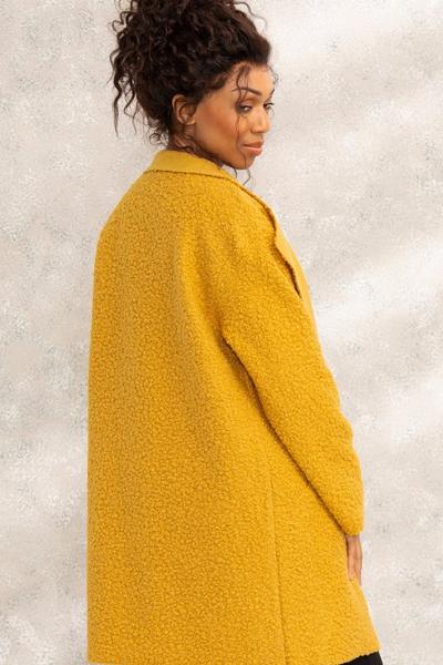 Klass. Yellow Boucle Open Front Coat