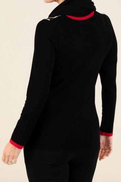 Anna Rose Black Colour Block Jumper With Scarf