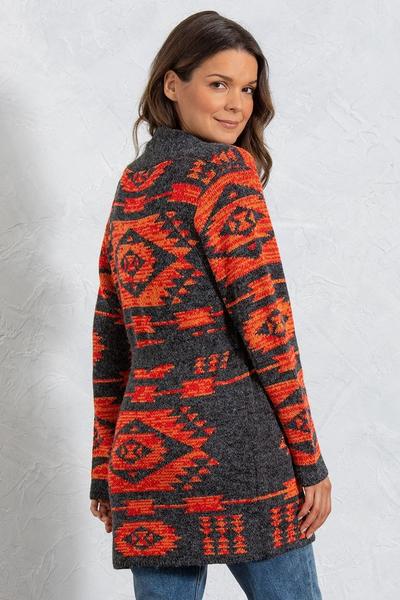 Klass. Black Aztec Open Front Cardigan