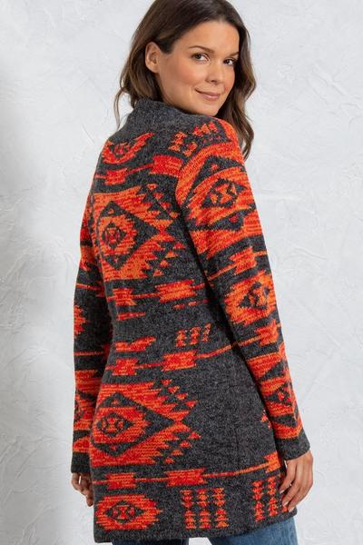 Klass. Black Aztec Open Front Cardigan