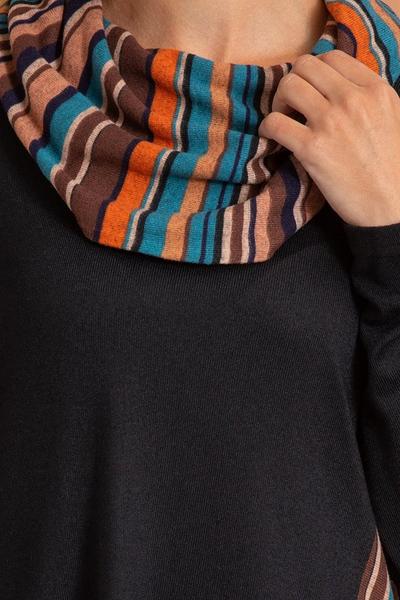 Klass. Black Stripe Panel Cowl Neck Knit Tunic Top