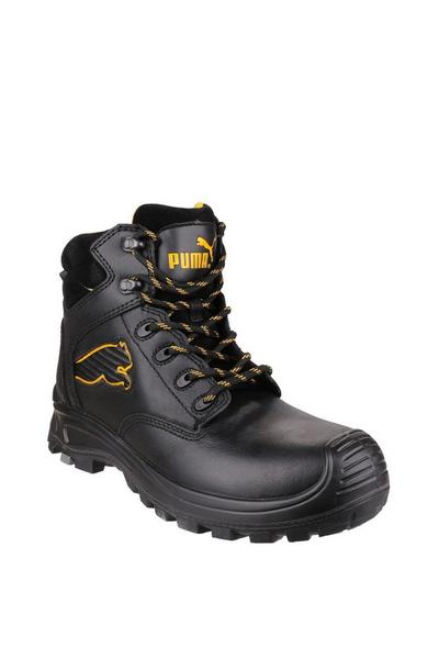 Puma Safety Black 'Borneo Mid' Leather Safety Boots