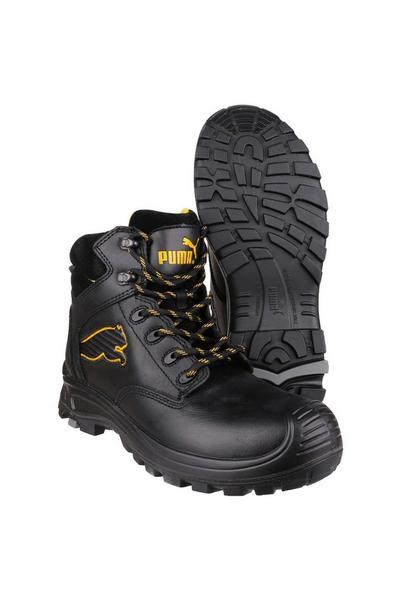 Puma Safety Black 'Borneo Mid' Leather Safety Boots
