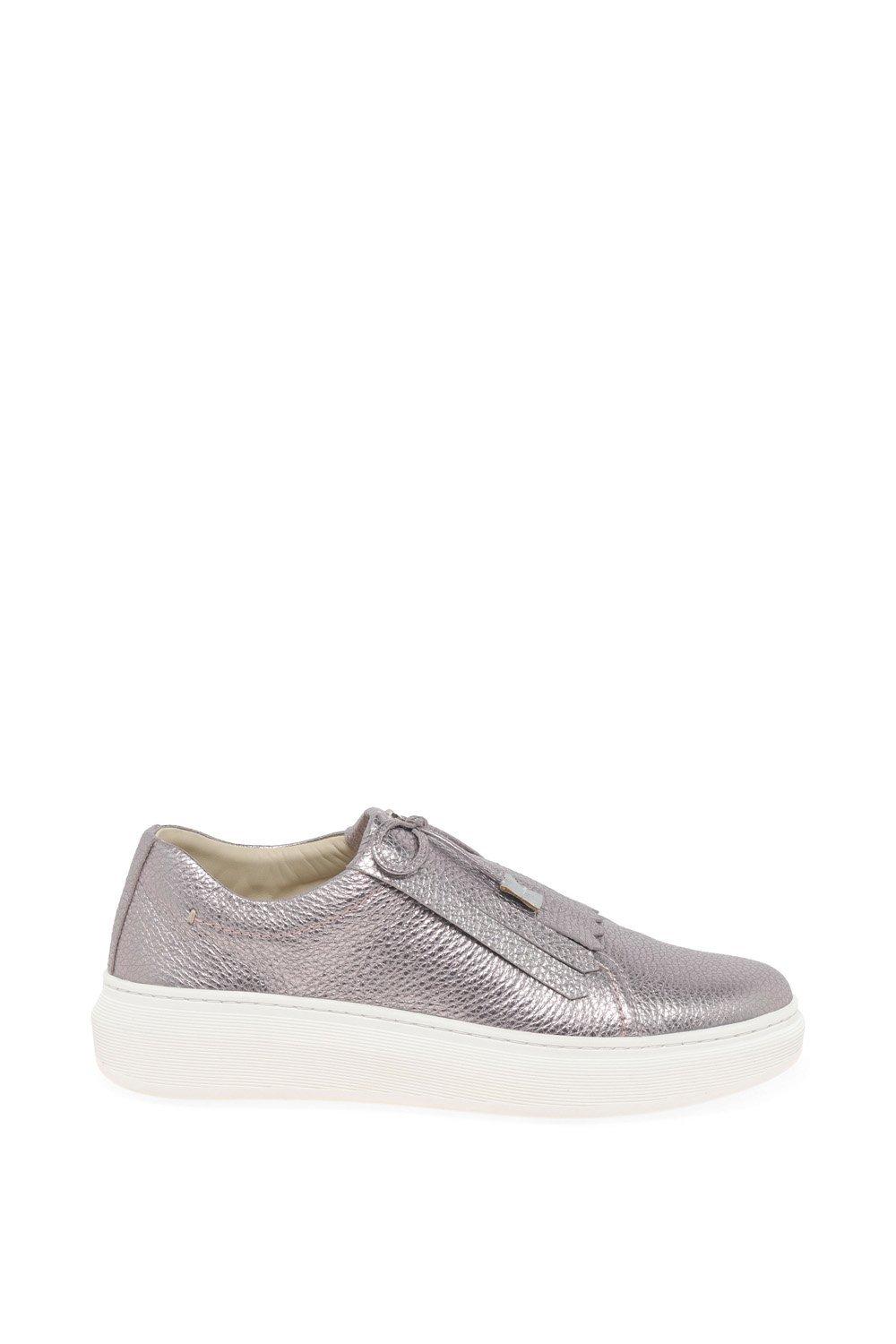John Lewis Edison Leather Trainers, Silver at John Lewis & Partners