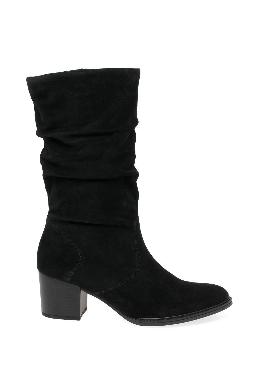 calf length ruched boots