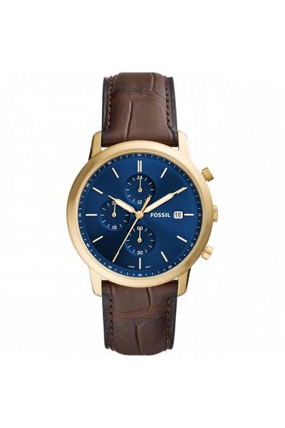 Fossil Blue Minimalist Gold Plated Stainless Steel Fashion Quartz Watch - Fs5942