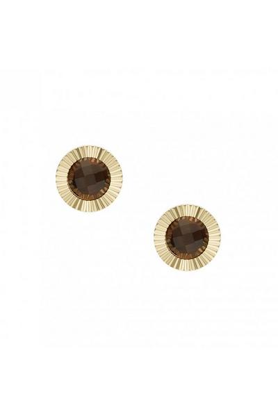 Fossil Jewellery Gold Exclusive Smoky Quartz Stud Stainless Steel Earrings - Jf04159710