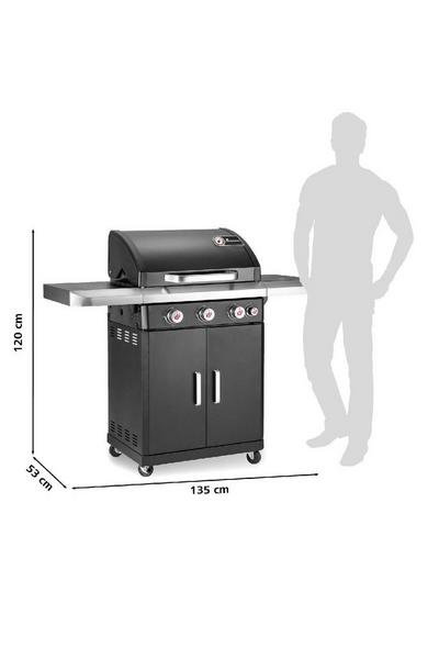 Landmann Black Rexon MCS Cook 3.1 Burner Gas BBQ With Recessed Side Burner