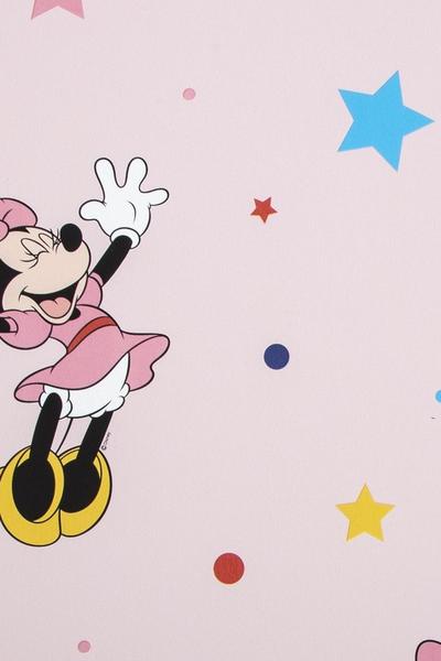 Disney Minnie Mouse Stars and Rainbows Pink Wallpaper | Debenhams