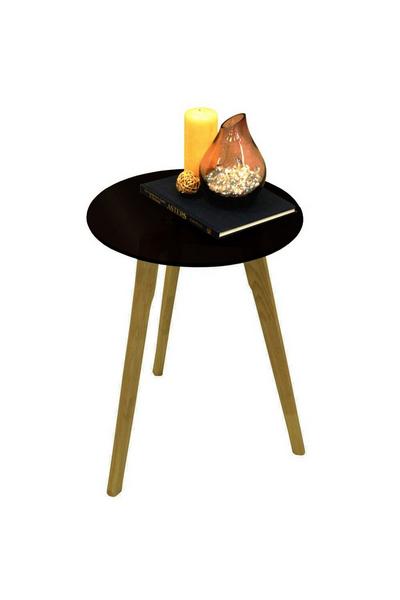 Watsons Black 'Luna' - Retro Solid Wood Tripod Leg And Round Glass End  Side Table - Natural  Tinted