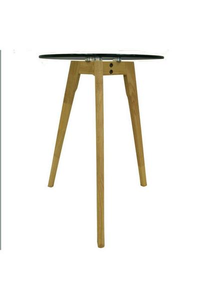 Watsons Black 'Luna' - Retro Solid Wood Tripod Leg And Round Glass End  Side Table - Natural  Tinted