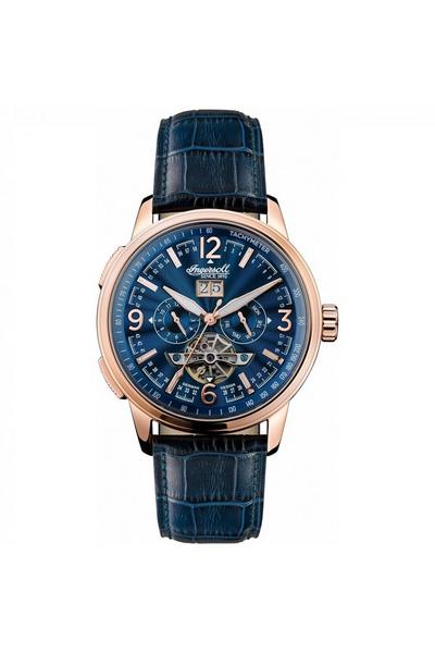 Ingersoll Blue The Regent Multifunction Pvd Rose Plating Classic Watch - I00301