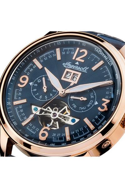 Ingersoll Blue The Regent Multifunction Pvd Rose Plating Classic Watch - I00301