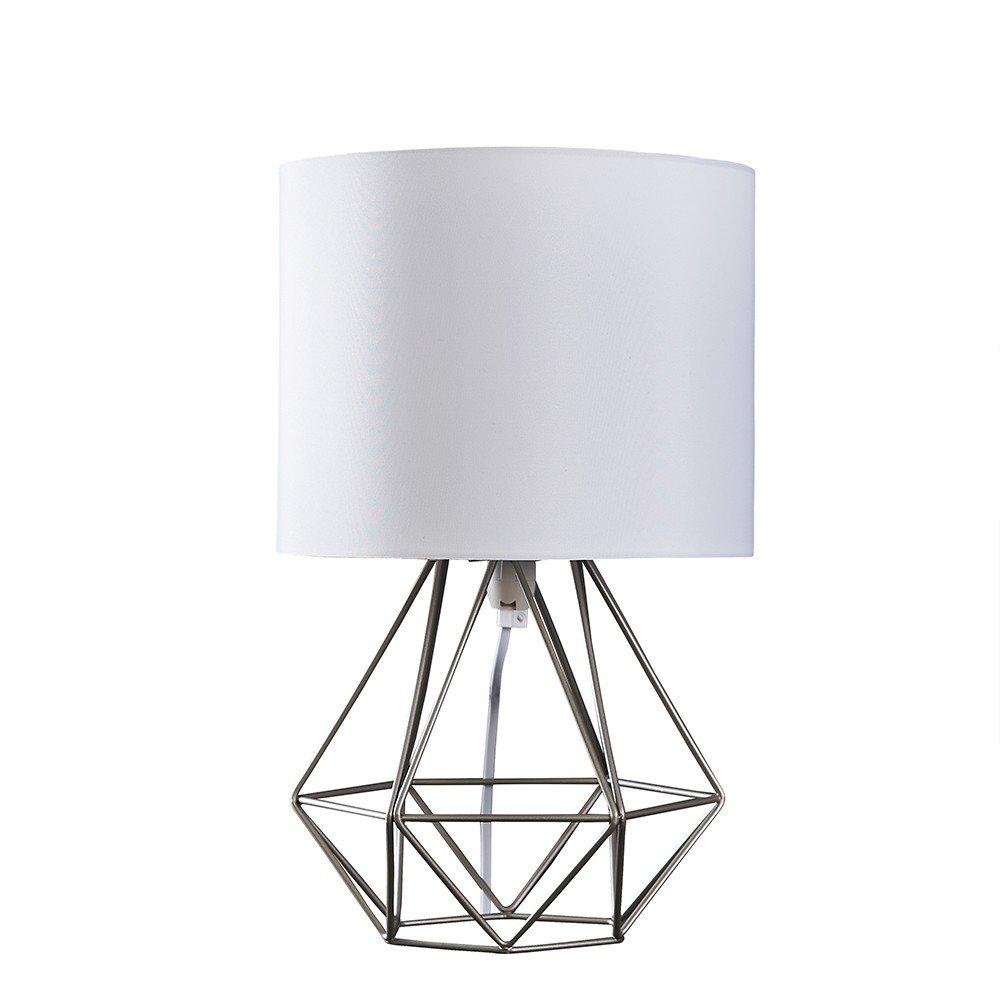 Lighting | Angus Geometric Silver Table Lamp | ValueLights