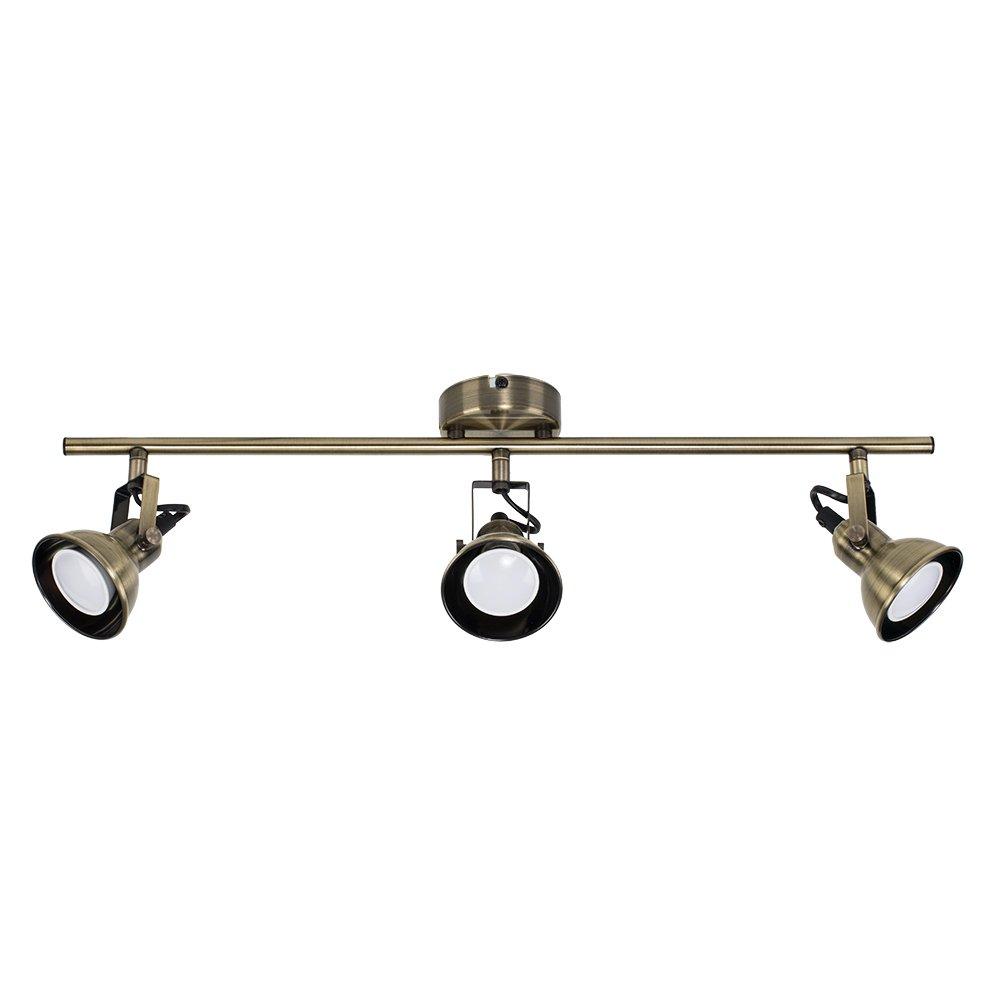 Lighting | Brunel 3 Way Gold Ceiling Bar Spotlight | ValueLights