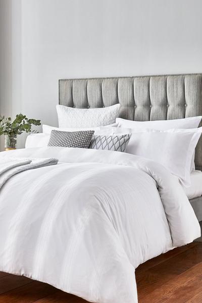 Peacock Blue Hotel White 'Capella' Cotton Duvet Set