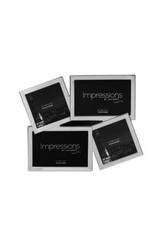 IMPRESSIONS Silver Overlapping Multi-Aperture Photo Frame Two 4x4" And Two 6x4