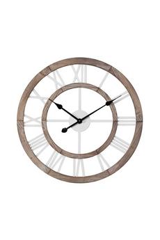 HOMETIME White Shabby Chic Round Wall Clock Cut Out Dial 60cm