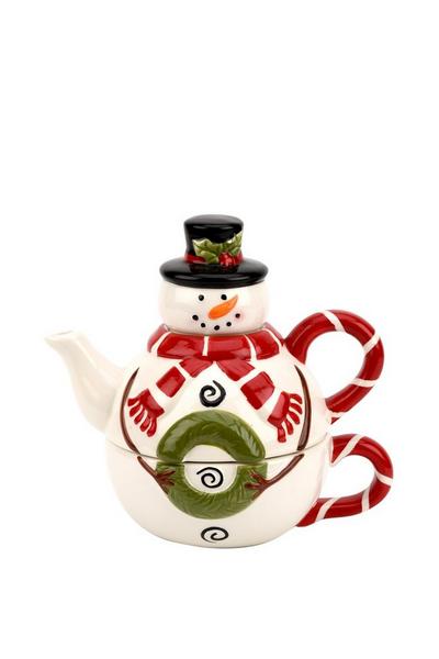 The Novelties Company Multi Snowman Teapot & Cup 17.5cm