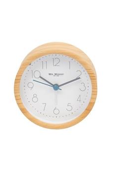 WILLIAM WIDDOP Brown Light Oak Finish Alarm Clock with Light