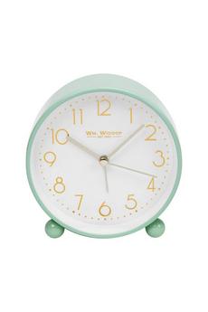 WILLIAM WIDDOP Green Metal Alarm Clock with Gold Dial