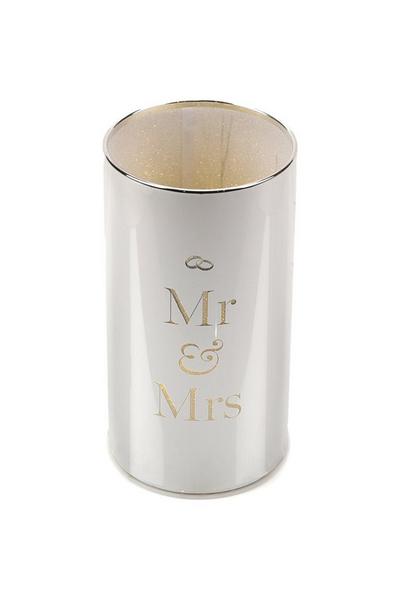 Amore by Juliana Silver Light Up Silver Tube Lamp "Mr & Mrs"