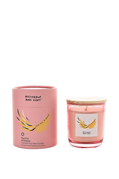 Righteous & Kind Light Pink Orange Flower, Patchouli and Peach Wings Candle 200g