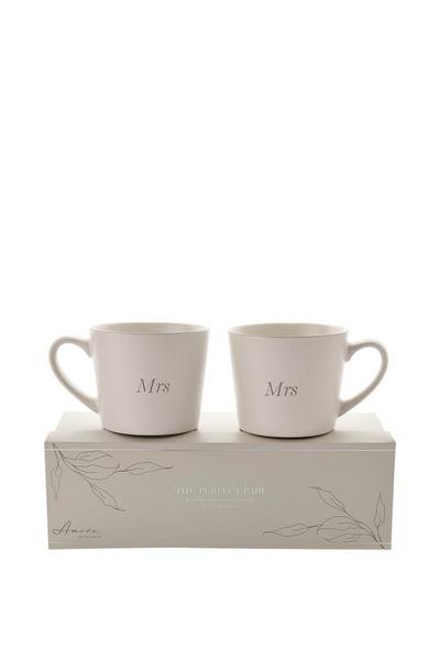 Amore by Juliana Multi Set of 2 White Mugs - Mrs & Mrs