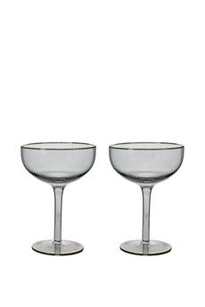 Hestia Clear Set of 2 Grey Cocktail Glasses with Gold Rim