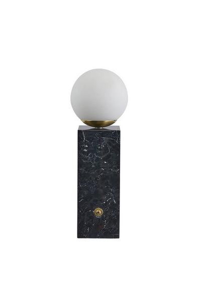 Ruma Black Black Marble Brushed Brass Opaque Glass Orb Dimmer Switch Table Lamp