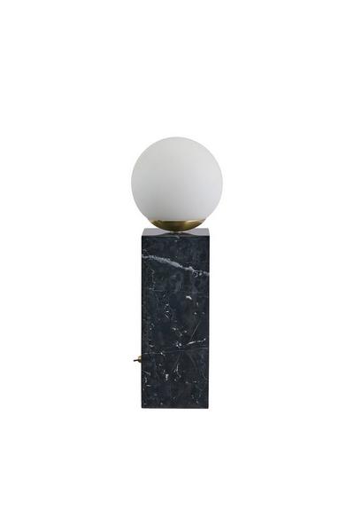 Ruma Black Black Marble Brushed Brass Opaque Glass Orb Dimmer Switch Table Lamp