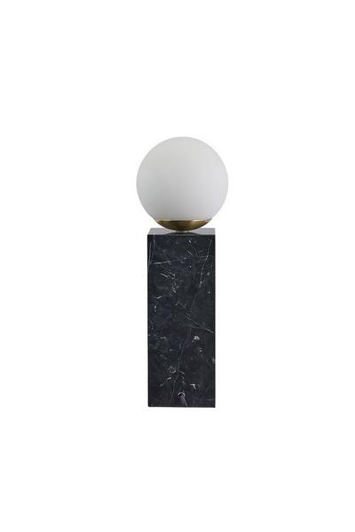 Ruma Black Black Marble Brushed Brass Opaque Glass Orb Dimmer Switch Table Lamp