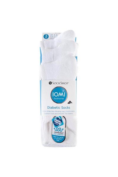SOCKSHOP Iomi White 3 Pair Footnurse Gentle Grip Cushioned Foot Diabetic Socks