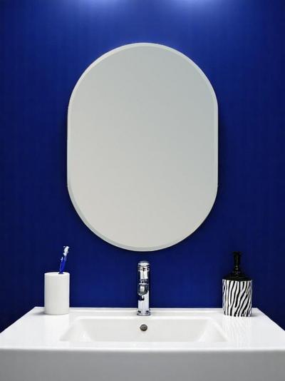 Showerdrape Silver 'Lincoln' Oval Mirror Large 70cmx50cm