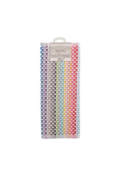 Country Club Multi Pack of 2 Tea Towels Rainbow