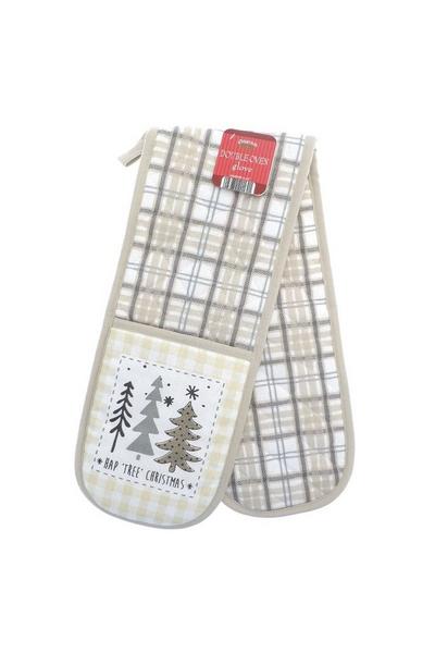Country Club Grey Christmas Tree Double Oven Glove
