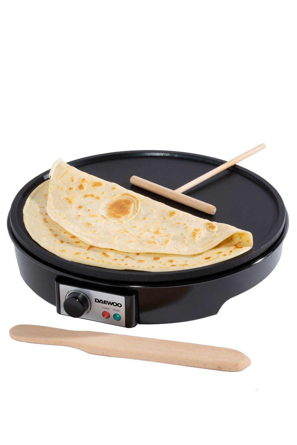 Daewoo Crepe Maker 1000W Electric Pancake Hot Plate Non Stick Black ...