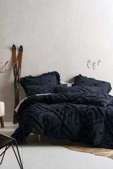 Linen House Dark Indigo Adalyn Aztec Tufted Duvet Cover Set