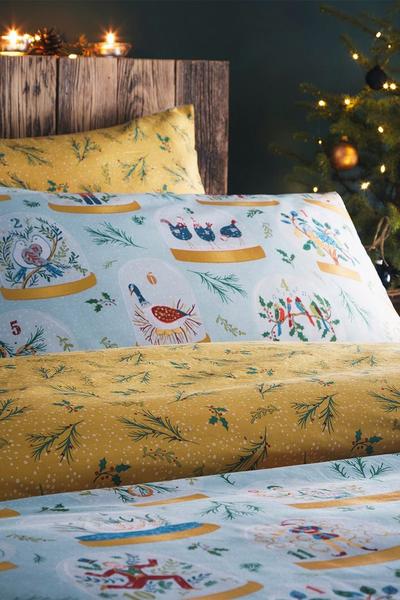 Furn Blue Twelve Days of Christmas Festive Reversible Duvet Cover Set